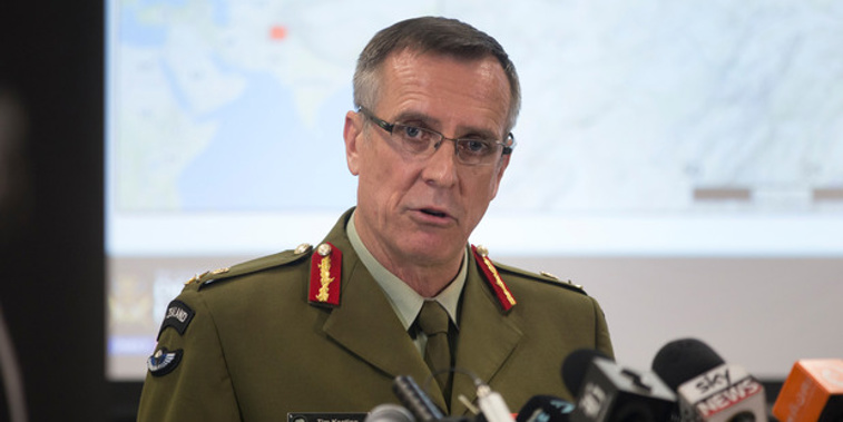 Defence Force Chief, Lieutenant General Tim Keating, during a press conference in Wellington on the allegations made in the book Hit & Run. (Mark Mitchell)