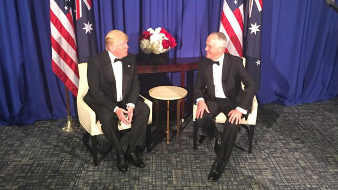 The US President and Australian PM have officially met. Photo / Twitter / @Kieran_Gilbert 