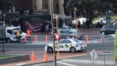 Police at the scene. (Twitter- @SalientNewz)