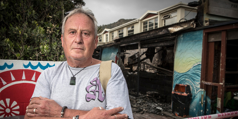 Adey's Place fish and chip shop, owned by Adrian Dogget, was destroyed by a fire described by police and the Fire Service as suspicious. (NZME)