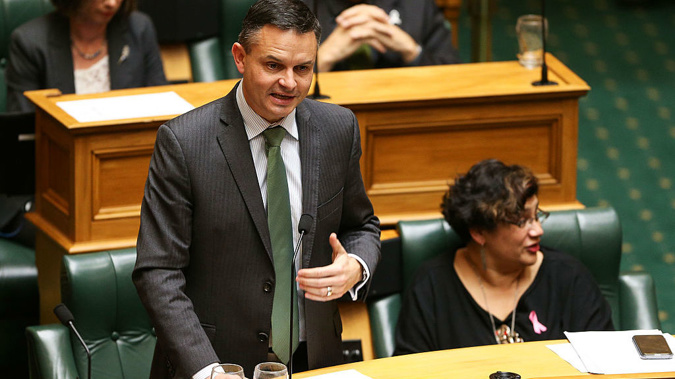 Green Party co-leader James Shaw speaks in Parliament. (Getty)