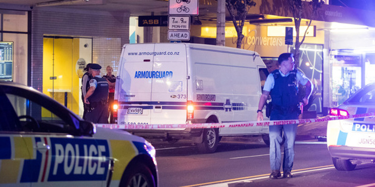 Auckland police at the scene of an Armourguard cash van robbery on Dominion Rd in Mt Roskill last month. Photo / Jason Oxenham.