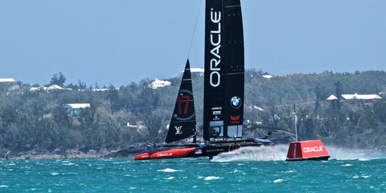 Oracle Team USA during practice in Bermuda. (Photosport)