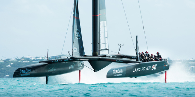 Ben Ainslie Racing in practice before the America's Cup challenger series off Bermuda. (NZH)