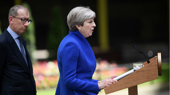 British Prime Minister Theresa May addresses media from Downing Street (Getty Images)
