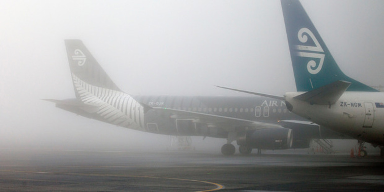 All Jetstar and Air New Zealand domestic flights have been grounded due to thick fog (Sarah Ivey)