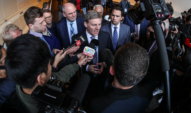 Prime Minister Bill English speaks to the media (Getty Images)