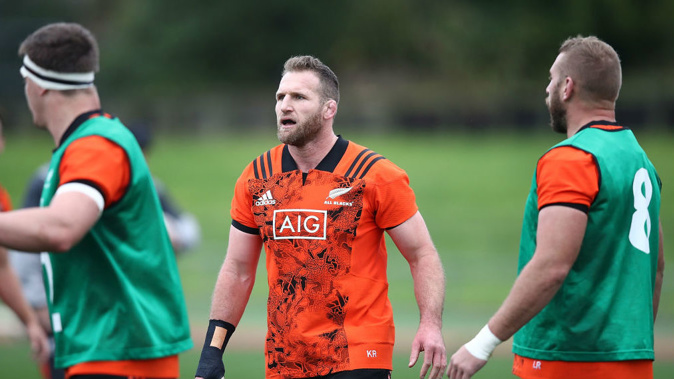 Kieran Read of the All Blacks during a New Zealand All Blacks training session. (Photo \ Getty Images)