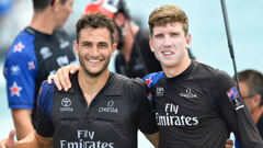Peter Burling celebrates winning the America's Cup. (Photo / Ricardo Pinto)