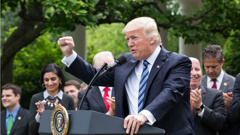 President Donald Trump was whisked a few blocks from the White House to the Trump hotel for his first re-election fundraiser (Getty Images)