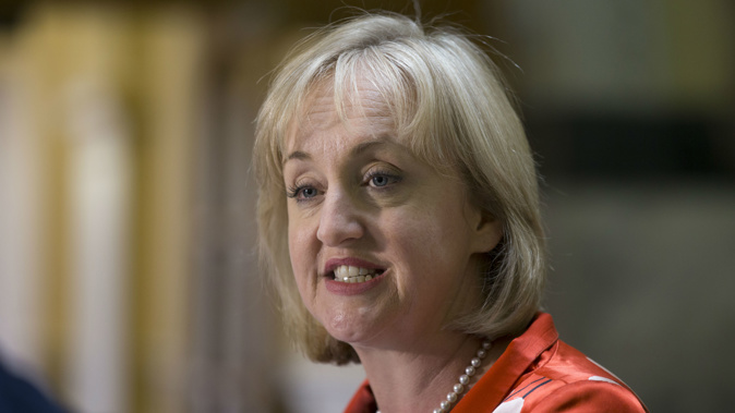 Justice Minister Amy Adams announcing the decision to quash historic homosexual offences, during a press conference at Parliament in February. Photo / Mark Mitchell