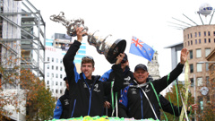 A sea of people have flooded into Auckland's CBD to welcome Team New Zealand. Photo / Greg Bowker.