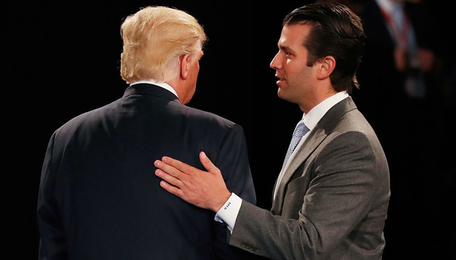 Donald Trump Jr and his father, US President Donald Trump. (Getty)