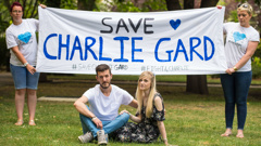 Parents of Charlie Gard, Connie Yates and Chris Gard, in Queen Square, London. Getty Images.