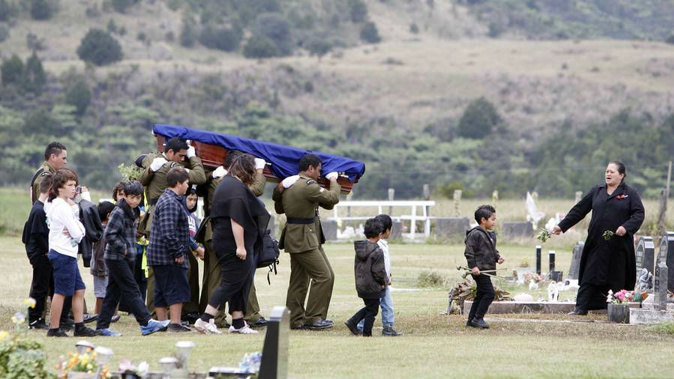 Funeral of Corporal Douglas Hughes, found to have taken his life in Afghanistan in 2012. (Photo / Michael Cunningham)