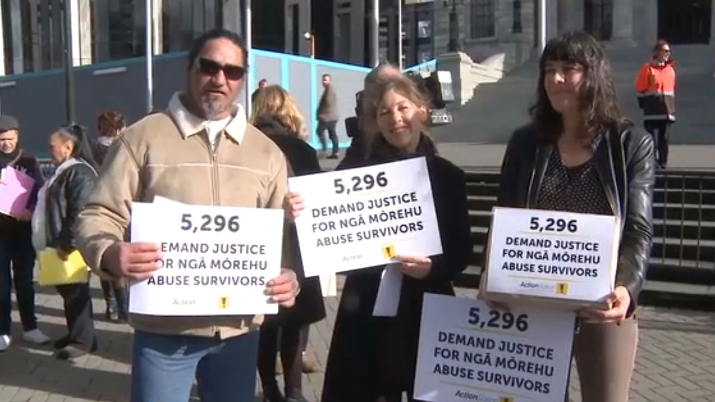 Protesters gathered to show support. (Photo / NZ Herald)