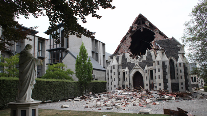 Christchurch's Rose historic chapel after the Christchurch earthquake. (Photo \ Getty Images)