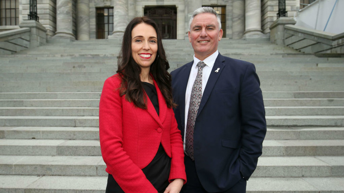Jacinda Ardern as the new Labour leader with her deputy Kelvin Davis (Getty Images).