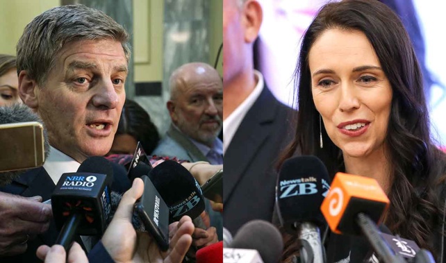 National Party leader Bill English (L) and Labour leader Jacinda Ardern (Getty Images) 