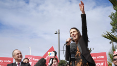 Labour leader Jacinda Ardern addresses a crowd in downtown Auckland, where she announced the party's transport plan for the city. Photo / Nick Reed