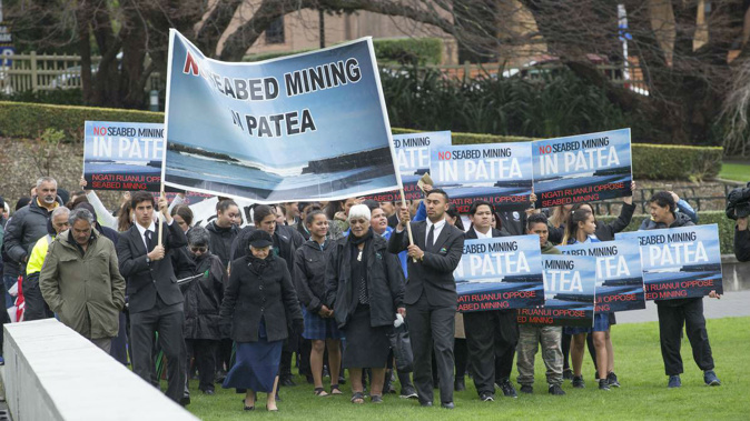 Ngati Ruanui iwi, of Patea, marched on Parliament in September last year to present a 6000 signature petition opposing seabed mining. (Photo/File)