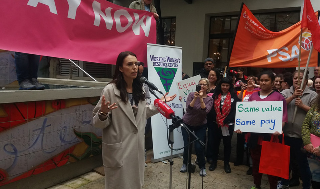 Jacinda Ardern addresses the crowd (Alex Braae)