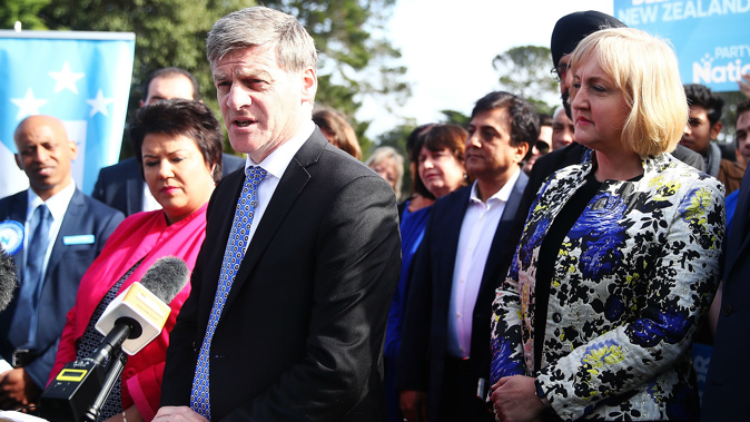 Prime Minister Bill English announces the National Party Youth Justice policy on August 13, 2017 in Auckland, New Zealand. Getty Images.