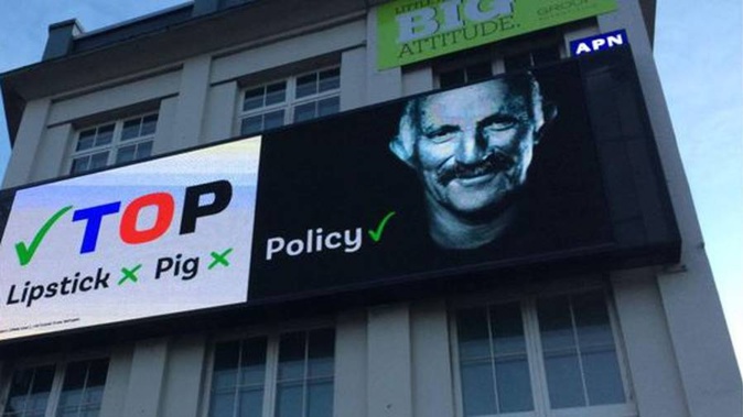 The Opportunities Party is seizing on the latest political furore referencing controversial remarks on billboards. (Photo / via Twitter)