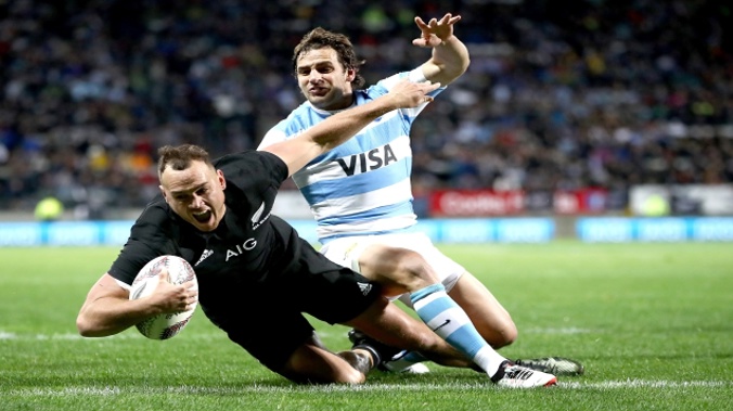 Israel Dagg scores for the All Blacks in New Plymouth. (Photo: Getty)