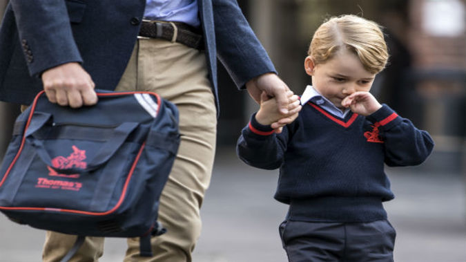 Prince George of Cambridge arrives for his first day of school (Photo \ Getty Images)