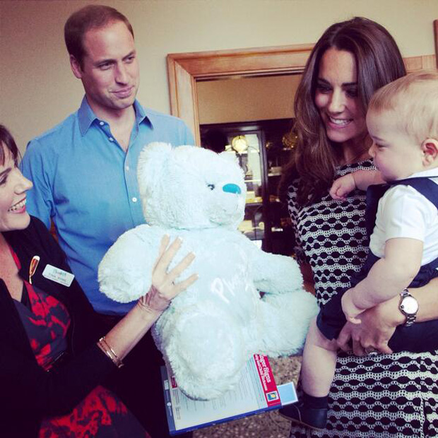 Prince George is given a Plunket bear (Twitter/@GovGeneralNZ)
