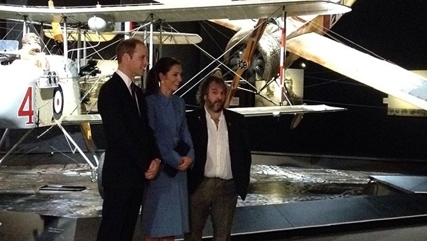 Sir Peter Jackson shows the Duke and Duchess his Knights of the Sky WWI exhibition at Omaka (Facebook/GovernorGeneralNewZealand)
