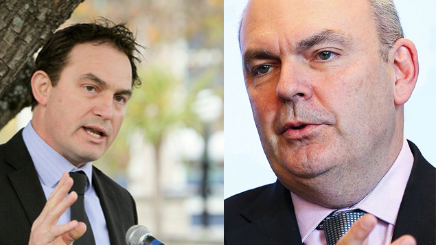Stuart Nash and Steven Joyce. (Photo \ Getty Images, Hawkes Bay Today)