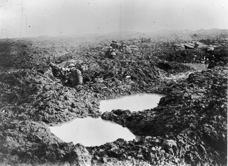 Soldiers in the Trenches during the Battle of Passchendaele on November 1, 1917.