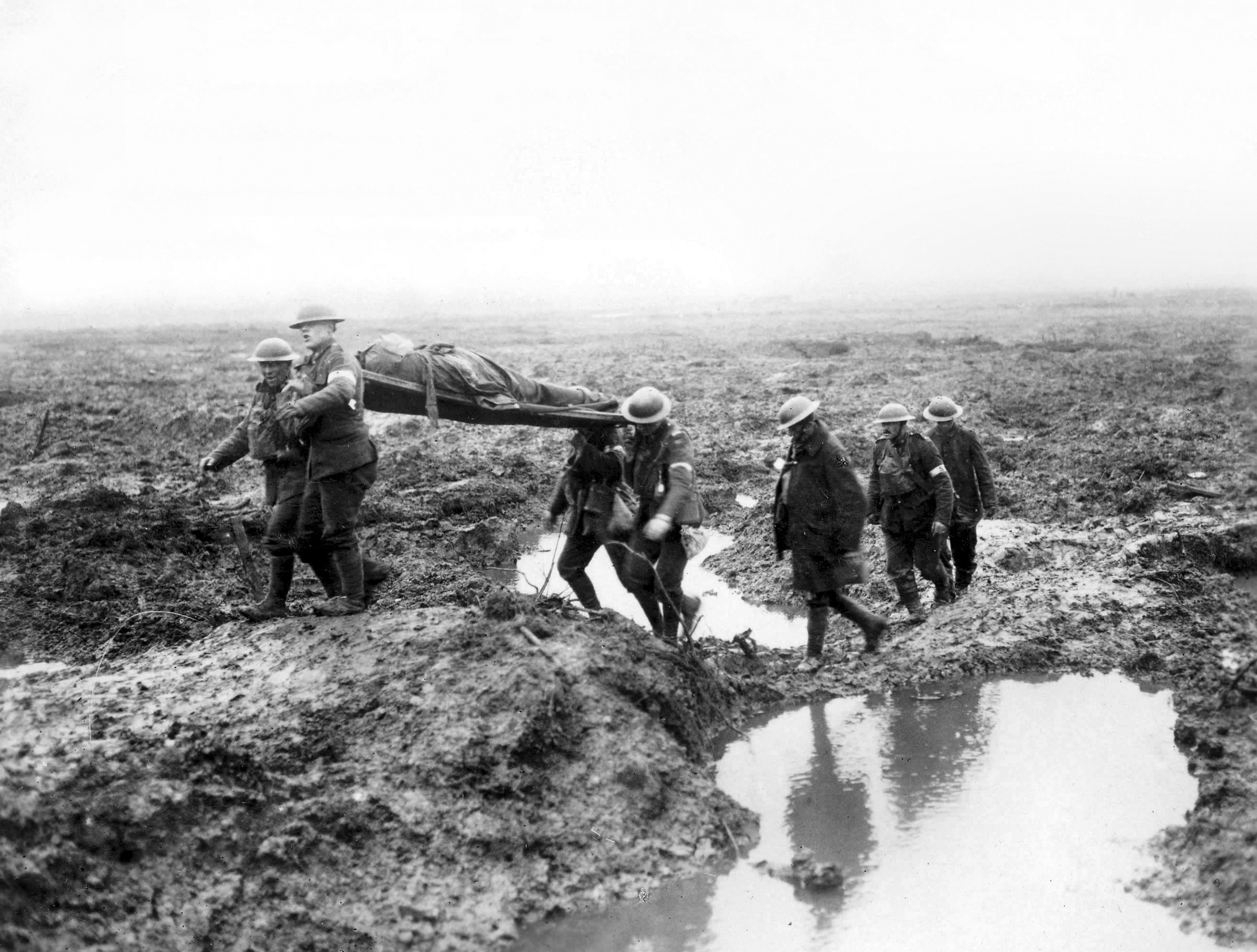 Canadian soldiers wounded at the Second Battle of Passchendaele
