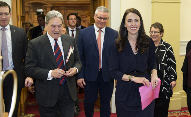 Winston Peters and Jacinda Ardern after signing the coalition agreement. (Photo \ NZ Herald)