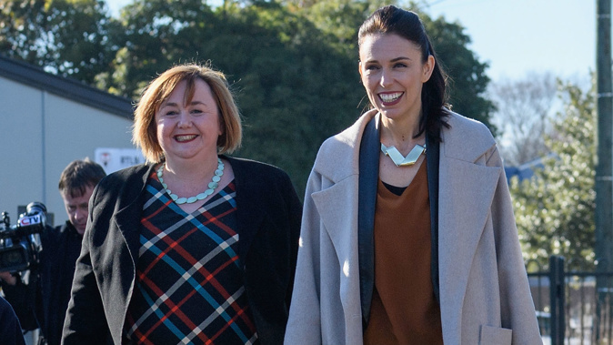 Minister for Earthquake Commission Megan Woods with Prime Minister Jacinda Ardern. Photo/File