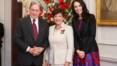 Jacinda Ardern, crowned Queen by Winston Peters, has now officially been sworn in as Prime Minister of New Zealand. (Photo \ Getty Images)