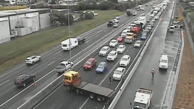 The crash blocked three lanes. Photo / NZTA