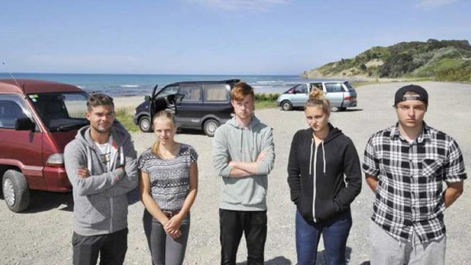 The young freedom campers visiting Gisborne from Germany. (Photo / Liam Clayton)
