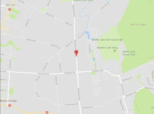 The car crashed into a pole on Marshland Rd, in Ouruhia. Photo / Google Maps