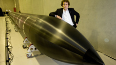 Peter Beck with one of his rockets. Photo/Newspix