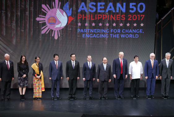 Jacinda Ardern with world leaders, including Duterte. Photo/Getty