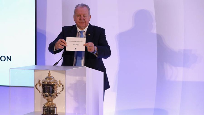 Bill Beaumont, the World Rugby chairman, announces that France will host Rugby World Cup 2023. (Photo / Getty Images)