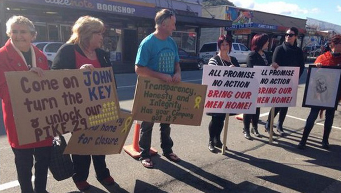 The families of the victims have protested for years to get the mine unlocked. (Photo / Newstalk ZB)