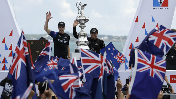 Team New Zealand celebrate winning the 2017 America's Cup. (Photo \ File)