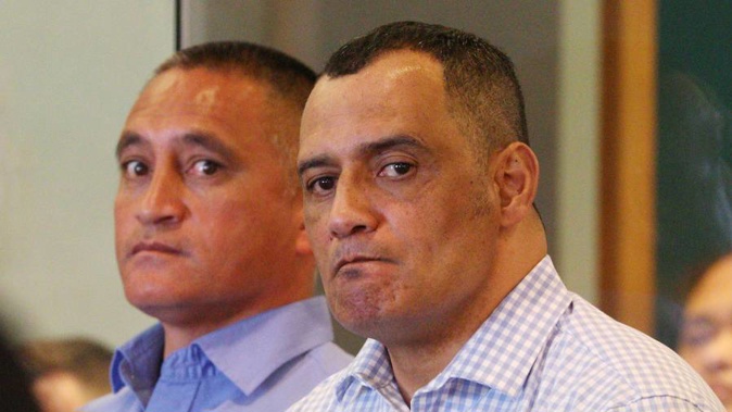 Sergeant Vaughan Perry and Inspector Hurimoana Dennis during their trial in the High Court at Auckland. (Photo / Greg Bowker)