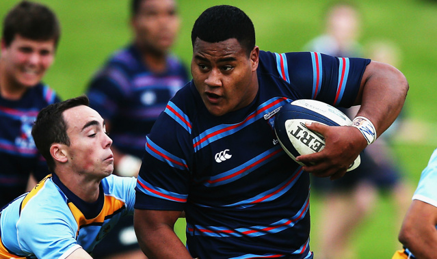 'Tongan Thor' Taniela Tupou playing for Auckland's Sacred Heart College First XV in 2014. (Photo \ Getty Images)