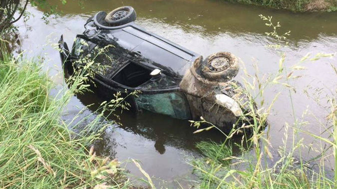 Academic Karin Speedy says she is lucky to survive a crash when her car left the road and ended upturned in a rural Waikato stream yesterday. (Photo / NZ Herald)