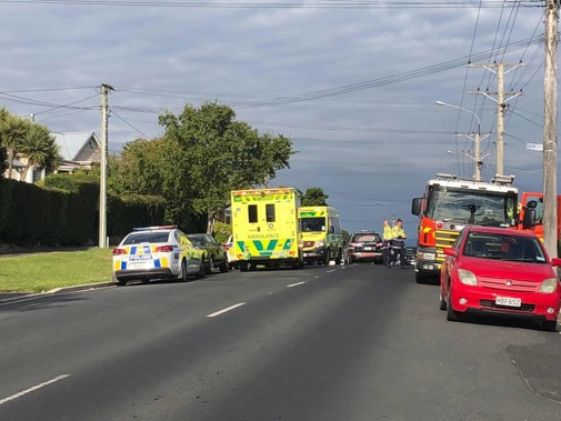 Emergency services at the house where the child was found dead this morning. (Photo / NZ Herald)